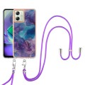 For Motorola Moto G54 Electroplating Marble Dual-side IMD Phone Case with Lanyard(Purple 016)
