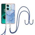 For OnePlus Nord CE3 Electroplating Marble Dual-side IMD Phone Case with Lanyard(Blue 018)