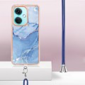 For OnePlus Nord CE3 Electroplating Marble Dual-side IMD Phone Case with Lanyard(Blue 018)