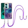 For OnePlus Nord CE3 Electroplating Marble Dual-side IMD Phone Case with Lanyard(Purple 016)