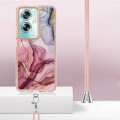 For OPPO A79 5G Global Electroplating Marble Dual-side IMD Phone Case with Lanyard(Rose Red 014)