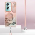 For OPPO A79 5G Global Electroplating Marble Dual-side IMD Phone Case with Lanyard(Rose Gold 015)
