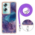 For OPPO A79 5G Global Electroplating Marble Dual-side IMD Phone Case with Lanyard(Purple 016)