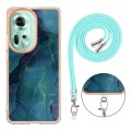 For OPPO Reno11 5G Global Electroplating Marble Dual-side IMD Phone Case with Lanyard(Green 017)