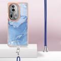 For OPPO Reno11 Pro 5G Global Electroplating Marble Dual-side IMD Phone Case with Lanyard(Blue 018)