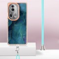 For OPPO Reno11 Pro 5G Global Electroplating Marble Dual-side IMD Phone Case with Lanyard(Green 017)