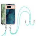 For Google Pixel 8a Electroplating Marble Dual-side IMD Phone Case with Lanyard(Green 017)