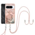 For Google Pixel 8 Pro Electroplating Marble Dual-side IMD Phone Case with Lanyard(Rose Gold 015)