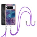 For Google Pixel 8 Pro Electroplating Marble Dual-side IMD Phone Case with Lanyard(Purple 016)