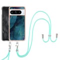 For Google Pixel 8 Pro Electroplating Marble Dual-side IMD Phone Case with Lanyard(Green 017)