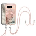 For Google Pixel 8 Electroplating Marble Dual-side IMD Phone Case with Lanyard(Rose Gold 015)