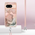 For Google Pixel 8 Electroplating Marble Dual-side IMD Phone Case with Lanyard(Rose Gold 015)