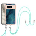 For Google Pixel 8 Electroplating Marble Dual-side IMD Phone Case with Lanyard(Green 017)