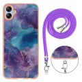 For Samsung Galaxy A04E Electroplating Marble Dual-side IMD Phone Case with Lanyard(Purple 016)