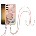 For Samsung Galaxy S24+ 5G Electroplating Marble Dual-side IMD Phone Case with Lanyard(Rose Gold 015