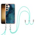 For Samsung Galaxy S24+ 5G Electroplating Marble Dual-side IMD Phone Case with Lanyard(Green 017)