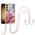 For Samsung Galaxy S24 5G Electroplating Marble Dual-side IMD Phone Case with Lanyard(Rose Red 014)