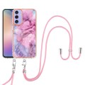 For Samsung Galaxy A15 5G Electroplating Marble Dual-side IMD Phone Case with Lanyard(Pink 013)