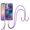 For Samsung Galaxy A15 5G Electroplating Marble Dual-side IMD Phone Case with Lanyard(Purple 016)