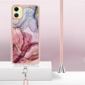 For Samsung Galaxy A05 Electroplating Marble Dual-side IMD Phone Case with Lanyard(Rose Red 014)