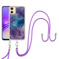 For Samsung Galaxy A05 Electroplating Marble Dual-side IMD Phone Case with Lanyard(Purple 016)