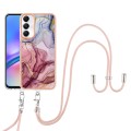 For Samsung Galaxy A05s Electroplating Marble Dual-side IMD Phone Case with Lanyard(Rose Red 014)