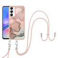 For Samsung Galaxy A05s Electroplating Marble Dual-side IMD Phone Case with Lanyard(Rose Gold 015)