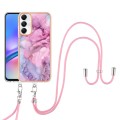 For Samsung Galaxy A05s Electroplating Marble Dual-side IMD Phone Case with Lanyard(Pink 013)