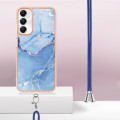 For Samsung Galaxy A05s Electroplating Marble Dual-side IMD Phone Case with Lanyard(Blue 018)