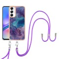 For Samsung Galaxy A05s Electroplating Marble Dual-side IMD Phone Case with Lanyard(Purple 016)
