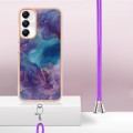 For Samsung Galaxy A05s Electroplating Marble Dual-side IMD Phone Case with Lanyard(Purple 016)