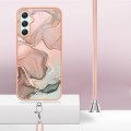 For Samsung Galaxy A25 5G Electroplating Marble Dual-side IMD Phone Case with Lanyard(Rose Gold 015)