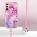 For Samsung Galaxy A25 5G Electroplating Marble Dual-side IMD Phone Case with Lanyard(Pink 013)