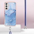 For Samsung Galaxy A25 5G Electroplating Marble Dual-side IMD Phone Case with Lanyard(Blue 018)