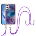 For Samsung Galaxy A25 5G Electroplating Marble Dual-side IMD Phone Case with Lanyard(Purple 016)