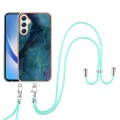 For Samsung Galaxy A25 5G Electroplating Marble Dual-side IMD Phone Case with Lanyard(Green 017)
