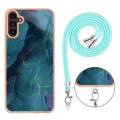 For Samsung Galaxy A55 Electroplating Marble Dual-side IMD Phone Case with Lanyard(Green 017)