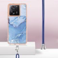 For Xiaomi 13T/13T Pro Electroplating Marble Dual-side IMD Phone Case with Lanyard(Blue 018)