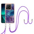 For Xiaomi 13T/13T Pro Electroplating Marble Dual-side IMD Phone Case with Lanyard(Purple 016)
