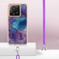 For Xiaomi 13T/13T Pro Electroplating Marble Dual-side IMD Phone Case with Lanyard(Purple 016)