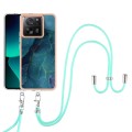 For Xiaomi 13T/13T Pro Electroplating Marble Dual-side IMD Phone Case with Lanyard(Green 017)