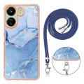 For Xiaomi Redmi 13C 4G Electroplating Marble Dual-side IMD Phone Case with Lanyard(Blue 018)