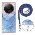 For Xiaomi Redmi A3 Electroplating Marble Dual-side IMD Phone Case with Lanyard(Blue 018)