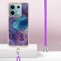 For Xiaomi Redmi Note 13 5G Global Electroplating Marble Dual-side IMD Phone Case with Lanyard(Purpl