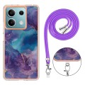 For Xiaomi Redmi Note 13 5G Global Electroplating Marble Dual-side IMD Phone Case with Lanyard(Purpl