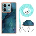 For Xiaomi Redmi Note 13 5G Global Electroplating Marble Dual-side IMD Phone Case with Lanyard(Green