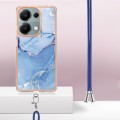 For Xiaomi Redmi Note 13 Pro 4G Global Electroplating Marble Dual-side IMD Phone Case with Lanyard(B