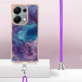 For Xiaomi Redmi Note 13 Pro 4G Global Electroplating Marble Dual-side IMD Phone Case with Lanyard(P