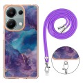 For Xiaomi Redmi Note 13 Pro 4G Global Electroplating Marble Dual-side IMD Phone Case with Lanyard(P