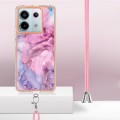 For Xiaomi Redmi Note 13 Pro 5G Global Electroplating Marble Dual-side IMD Phone Case with Lanyard(P